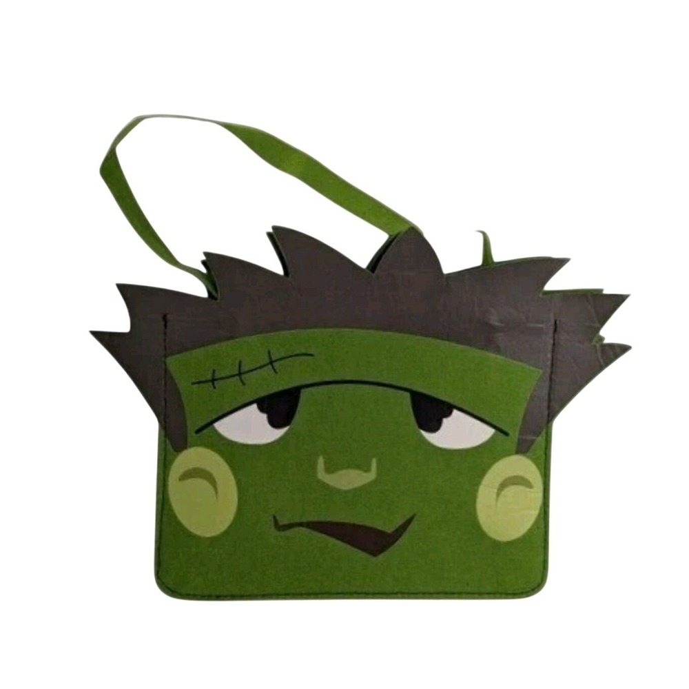 Green Frankenstein Halloween Felt Tote Bag Purse Trick or Treat Kawaii Spooky